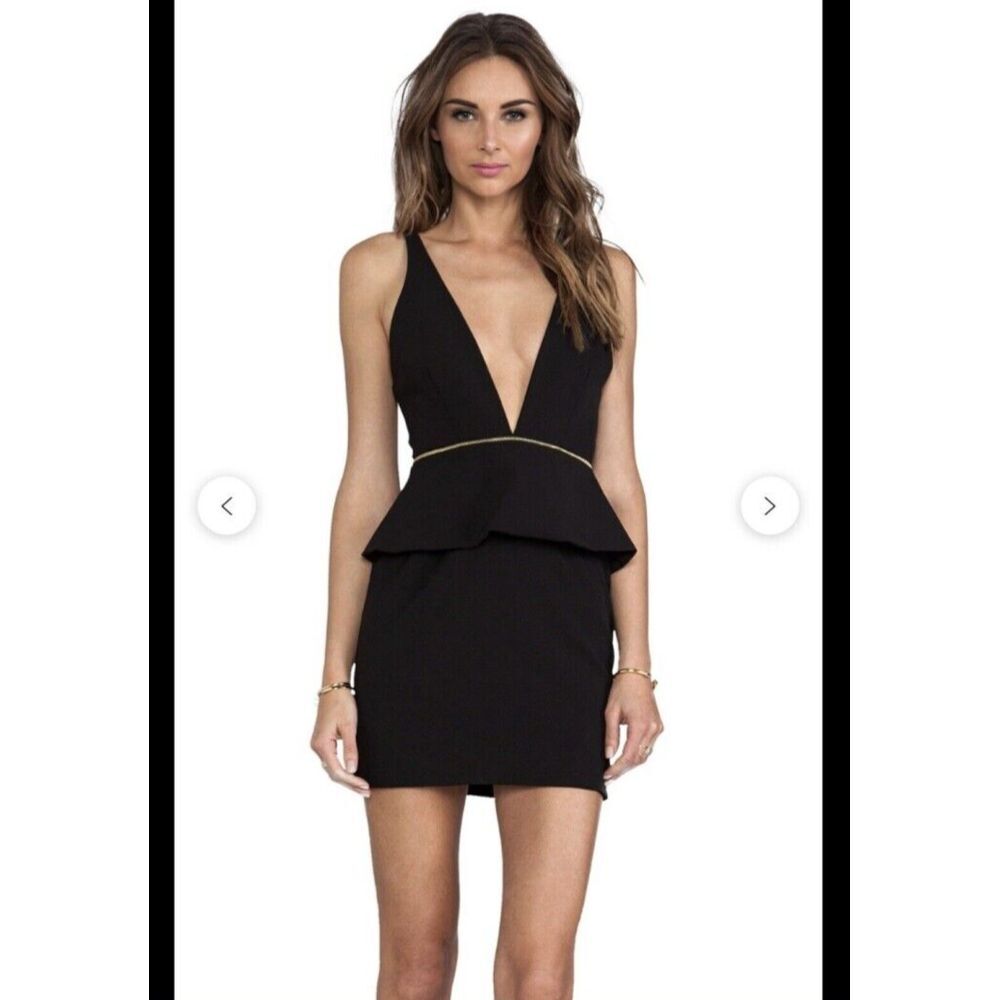 Bec & Bridge Women's Black Plunge V-neck Adjustable Sleeveless Mini Dress Sz‎ 2